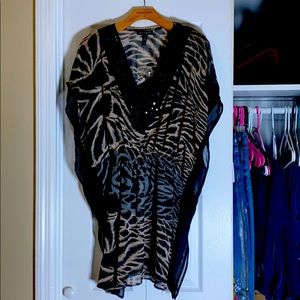 Brown grey and black animal print coverup